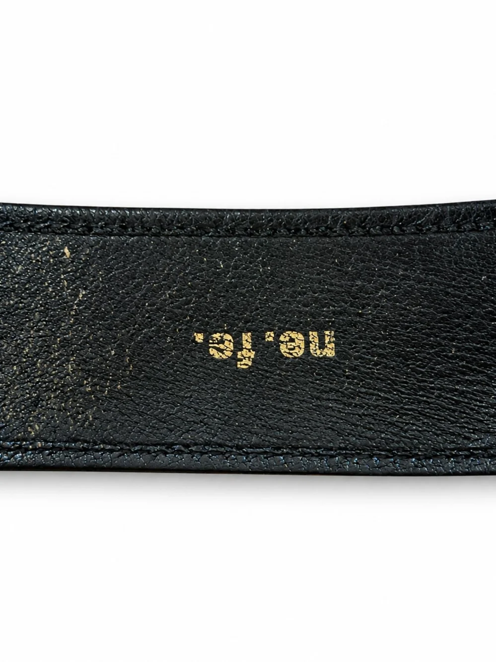 90's Genuine Leather Belt W/ Geometric Buckle.